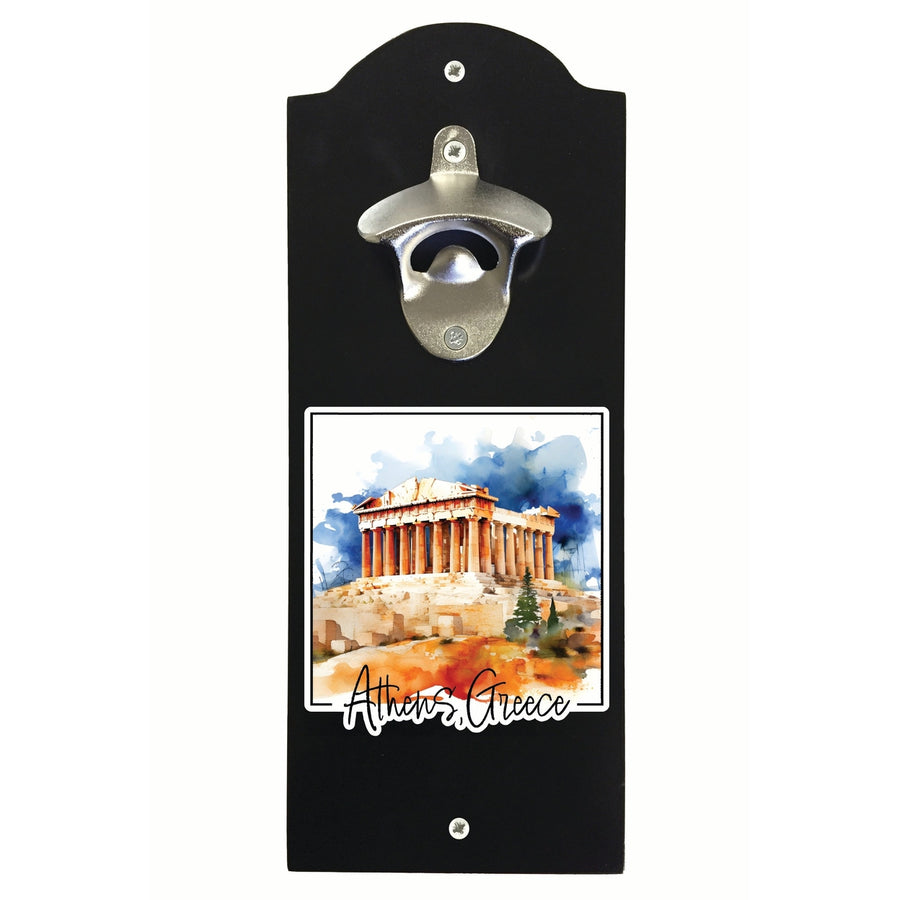 Athens Greece Watercolor Acropolis Design Souvenir Wall mounted bottle opener Image 1