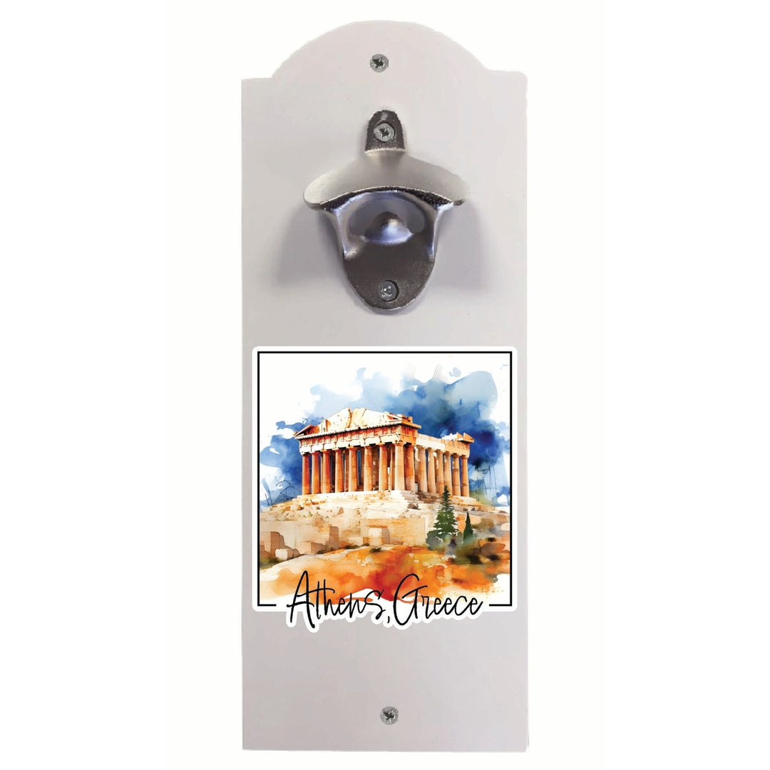 Athens Greece Watercolor Acropolis Design Souvenir Wall mounted bottle opener Image 2