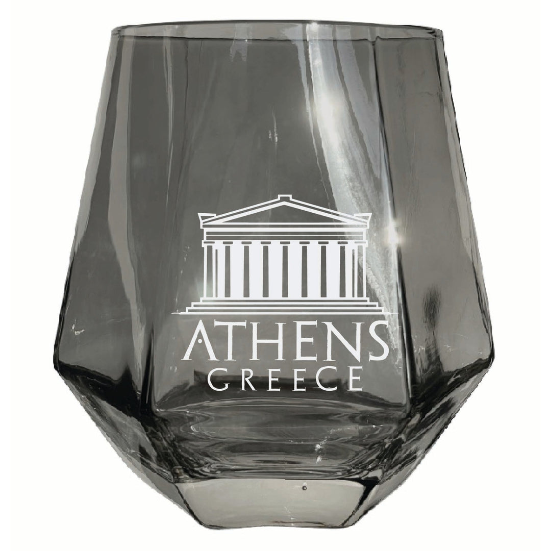 Athens Greece Souvenir Stemless Diamond Wine Glass Engraved 15 oz Image 3