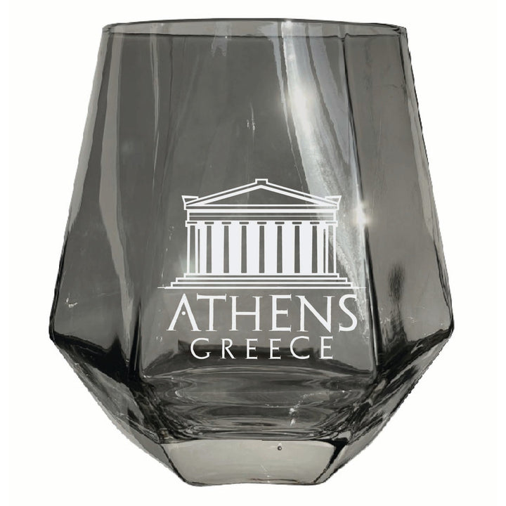 Athens Greece Souvenir Stemless Diamond Wine Glass Engraved 15 oz Image 3