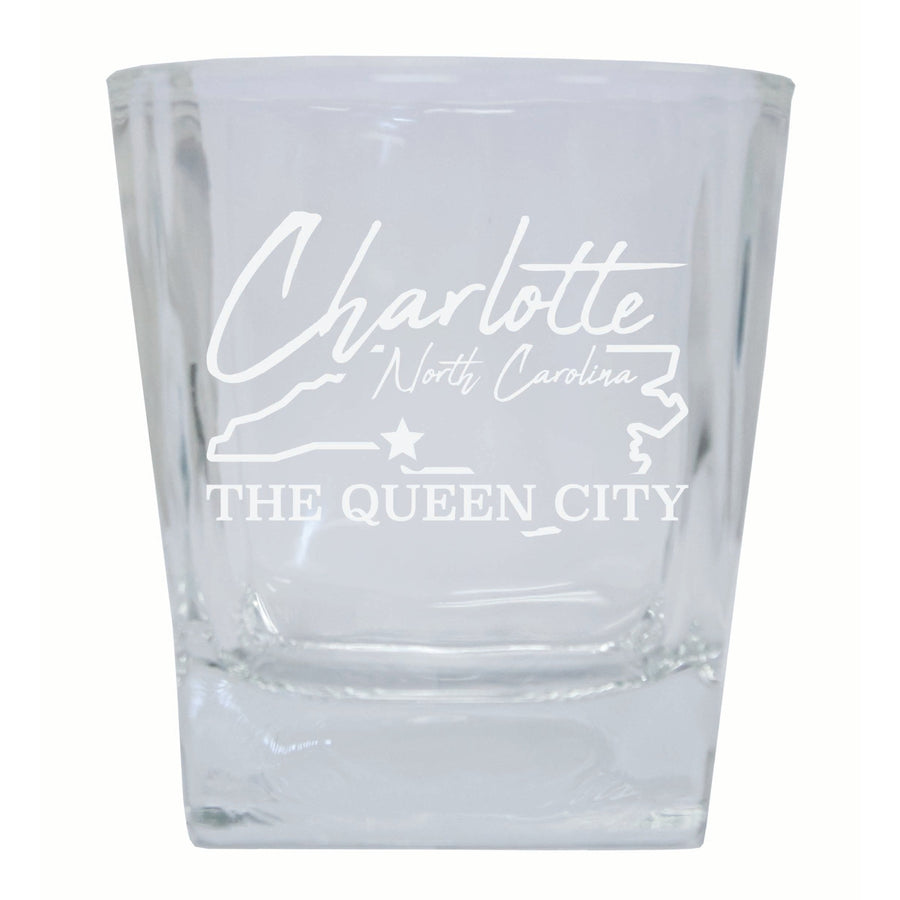 Charlotte North Carolina Souvenir 10 oz Engraved Whiskey Glass Rocks Glass Image 1