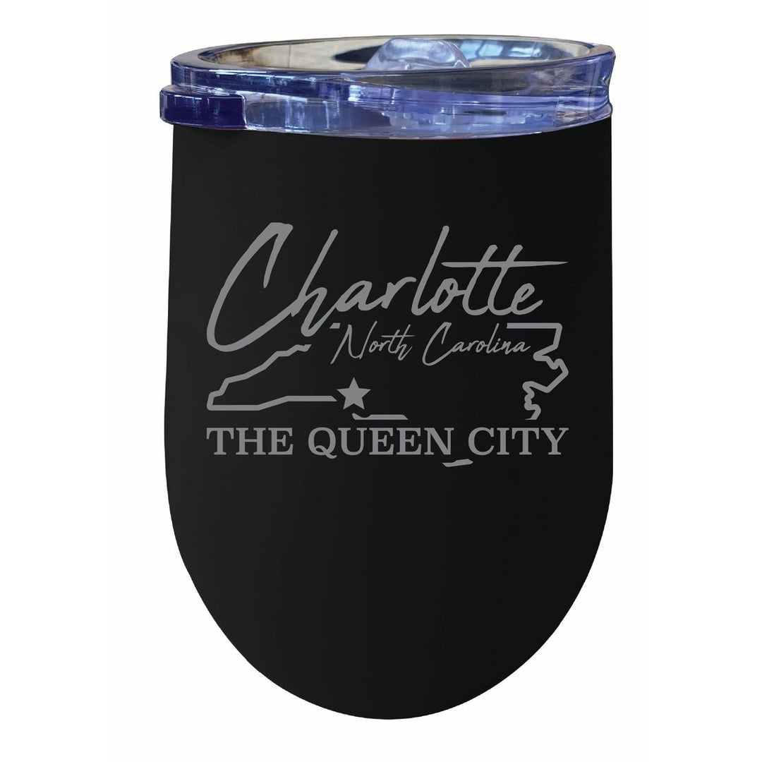 Charlotte North Carolina Souvenir 12 oz Engraved Insulated Wine Stainless Steel Tumbler Image 1