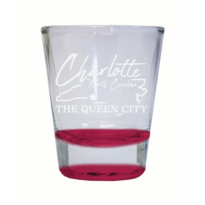 Charlotte North Carolina Souvenir 2 Ounce Engraved Shot Glass Round Image 4