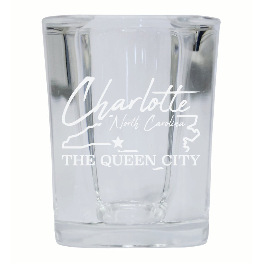 Charlotte North Carolina Souvenir 2 Ounce Engraved Shot Glass Square Image 1