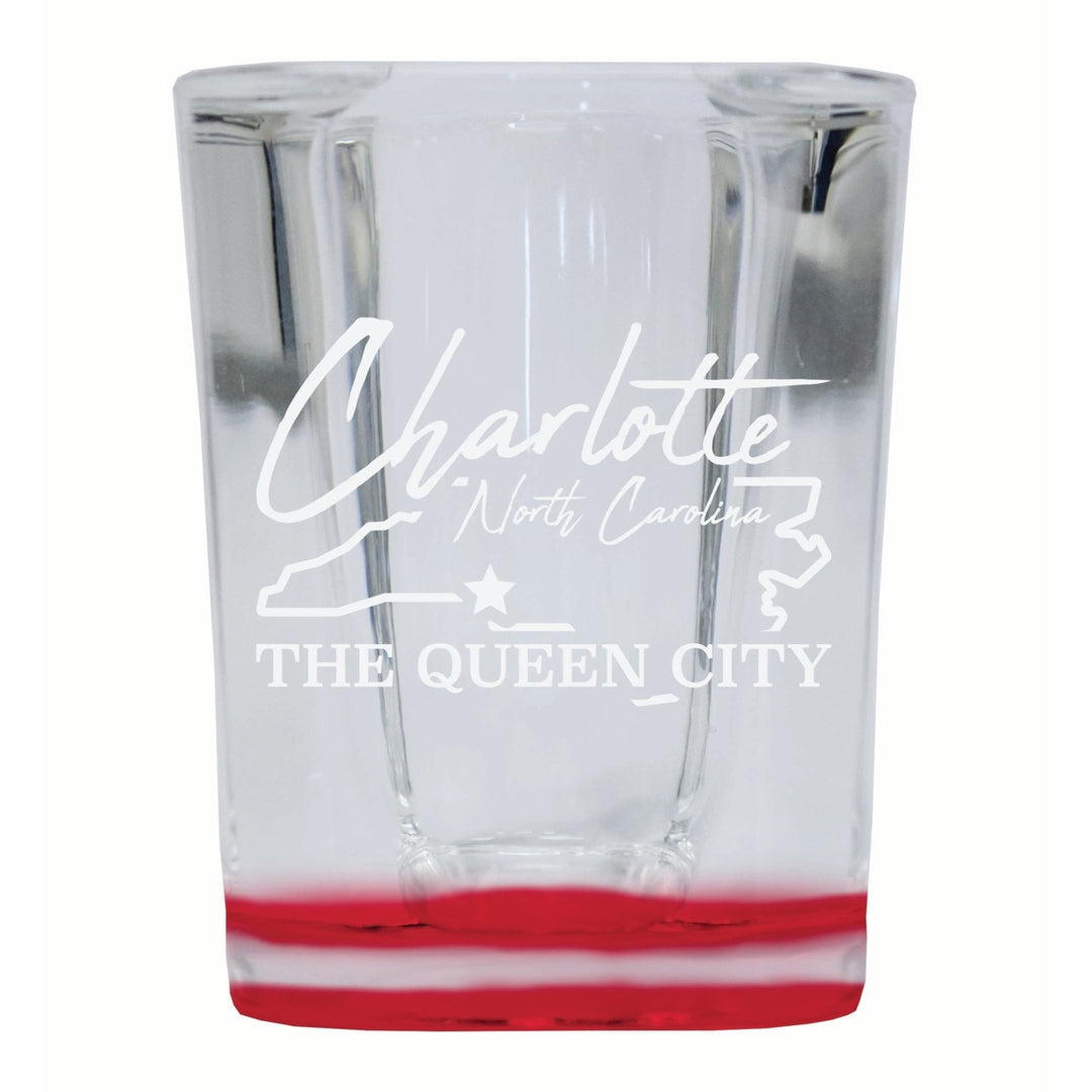 Charlotte North Carolina Souvenir 2 Ounce Engraved Shot Glass Square Image 2