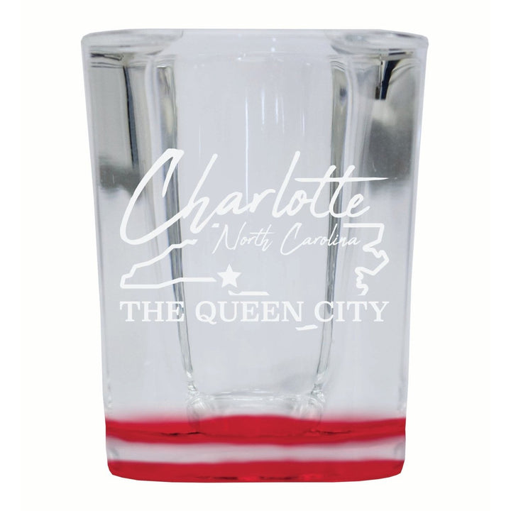 Charlotte North Carolina Souvenir 2 Ounce Engraved Shot Glass Square Image 1