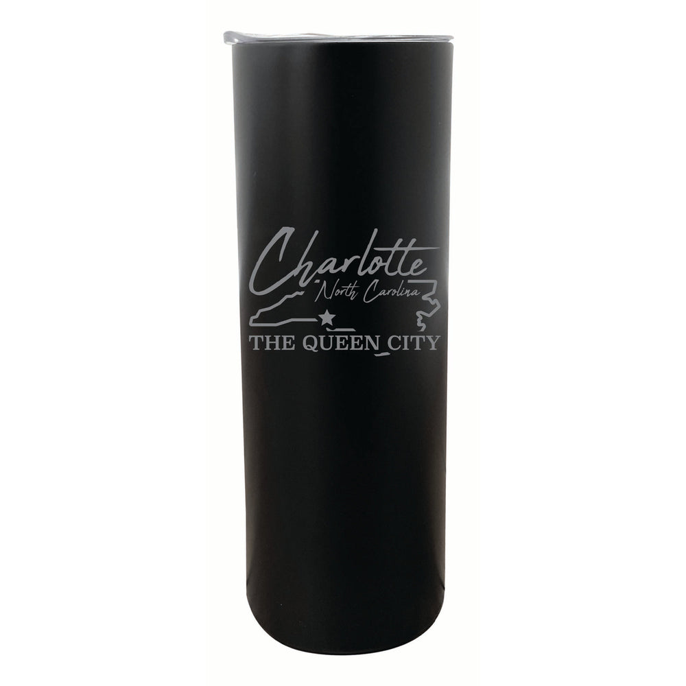 Charlotte North Carolina Souvenir 20 oz Engraved Insulated Stainless Steel Skinny Tumbler Image 2