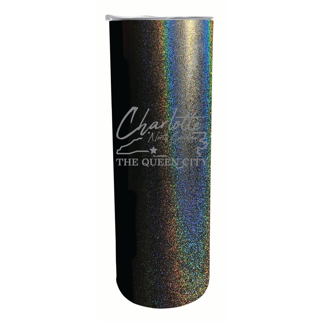 Charlotte North Carolina Souvenir 20 oz Engraved Insulated Stainless Steel Skinny Tumbler Image 3