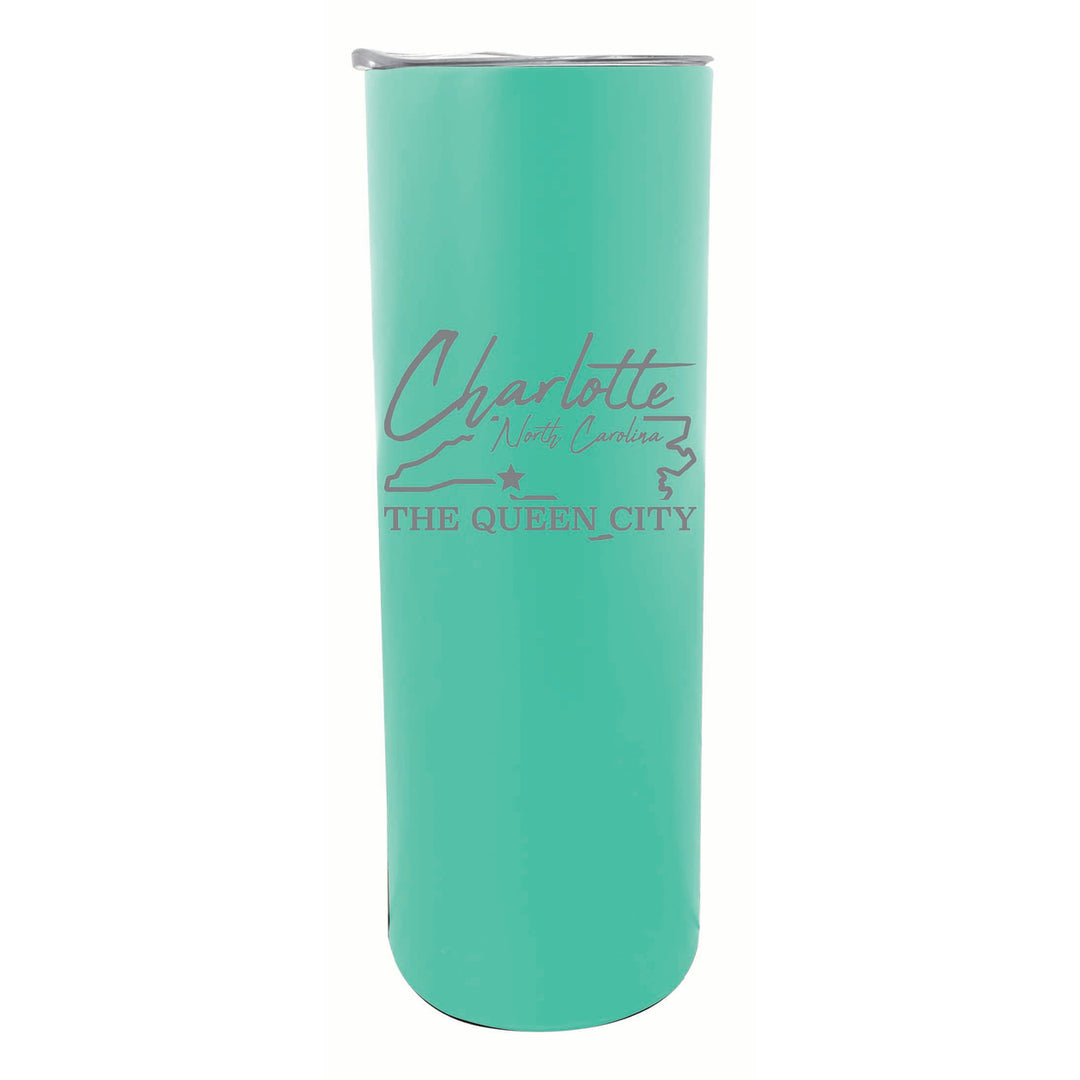 Charlotte North Carolina Souvenir 20 oz Engraved Insulated Stainless Steel Skinny Tumbler Image 4