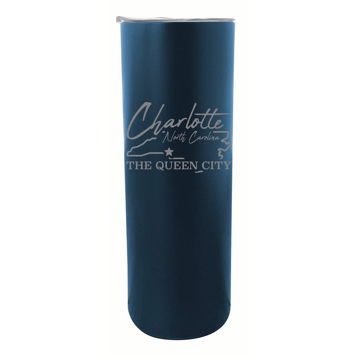 Charlotte North Carolina Souvenir 20 oz Engraved Insulated Stainless Steel Skinny Tumbler Image 6