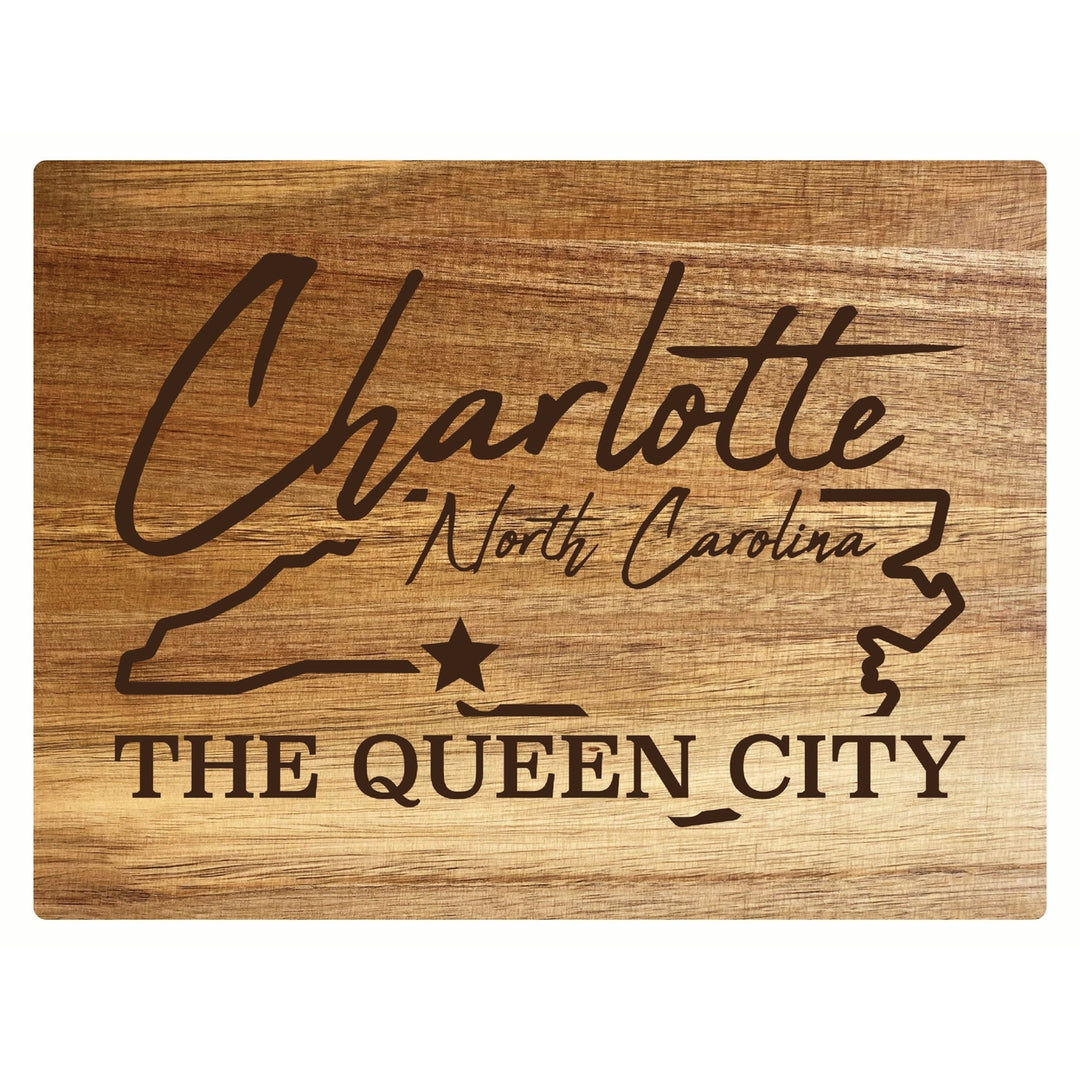 Charlotte North Carolina Souvenir Wooden Cutting Board 8 x 6 Image 1