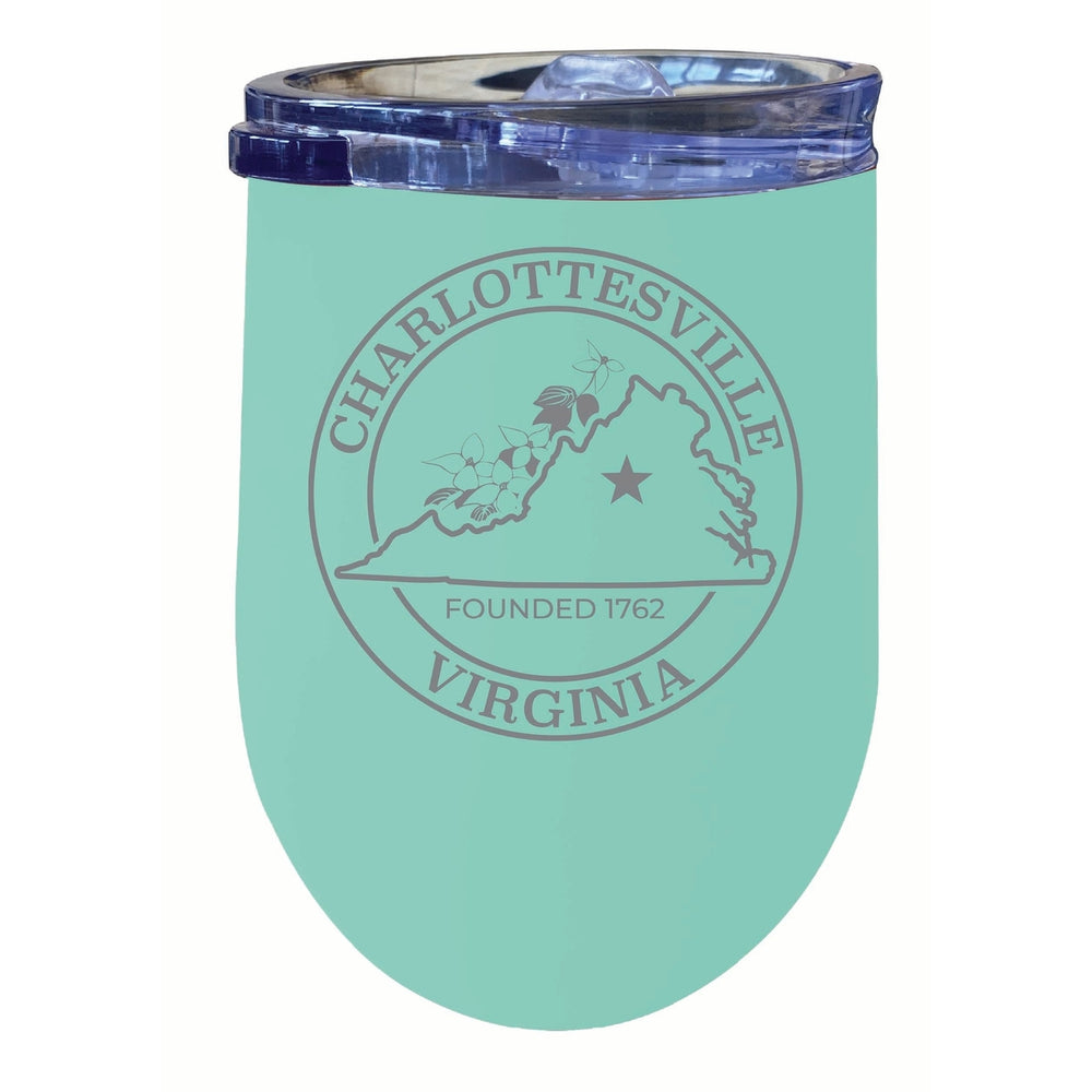 Charlottesville Virginia Souvenir 12 oz Engraved Insulated Wine Stainless Steel Tumbler Image 2