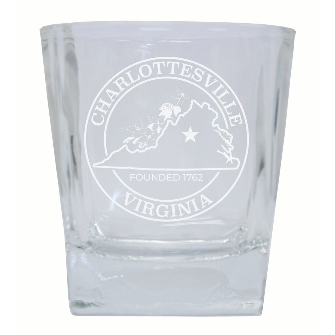 Charlottesville Virginia Souvenir 10 oz Engraved Whiskey Glass Rocks Glass Image 1