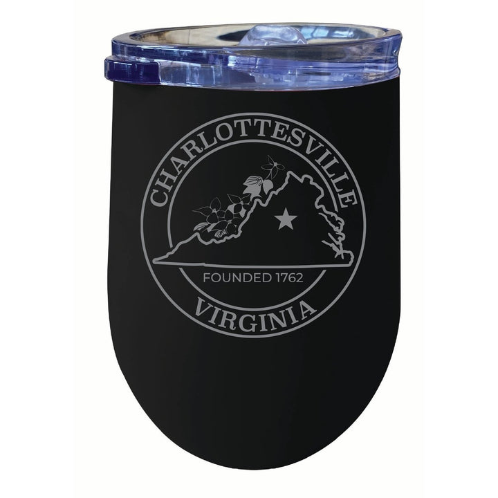 Charlottesville Virginia Souvenir 12 oz Engraved Insulated Wine Stainless Steel Tumbler Image 1