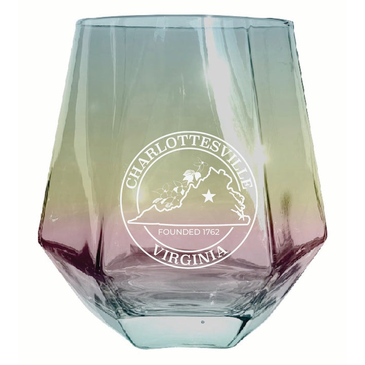 Charlottesville Virginia Souvenir Stemless Diamond Wine Glass Engraved 15 oz Image 3