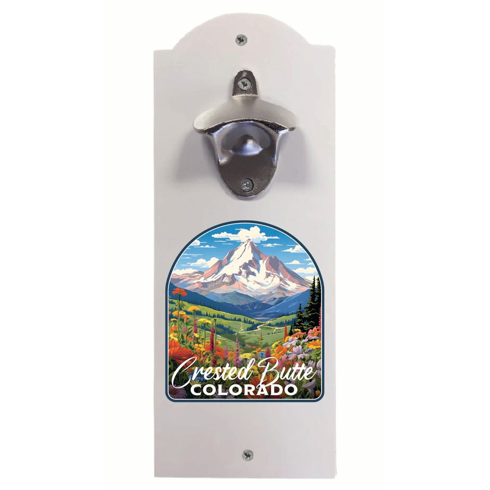 Crested Butte Mountain Colorado Wildflowers Design Souvenir Wall mounted bottle opener Image 2