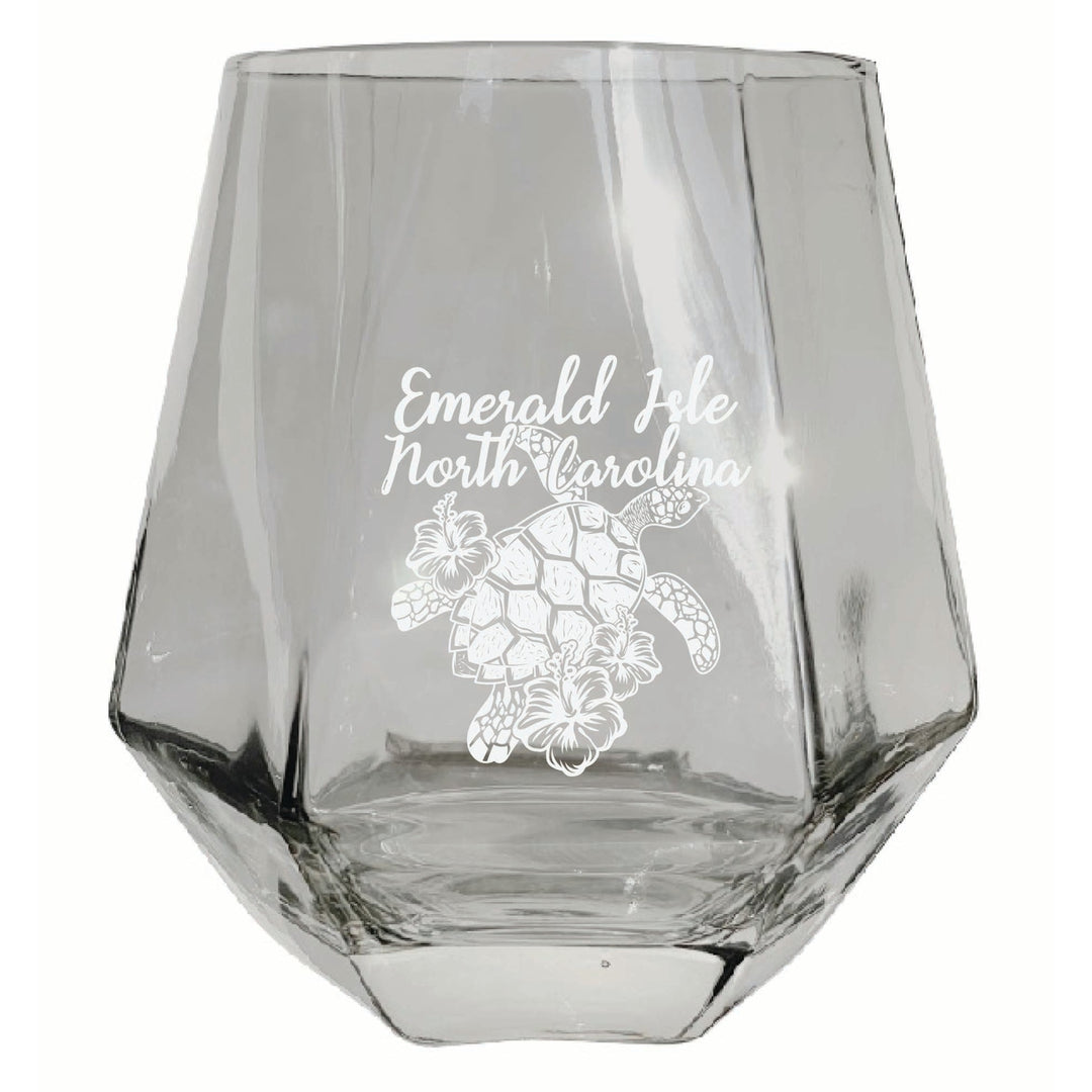 Emerald Isle North Carolina Souvenir Stemless Diamond Wine Glass Engraved 15 oz Image 2