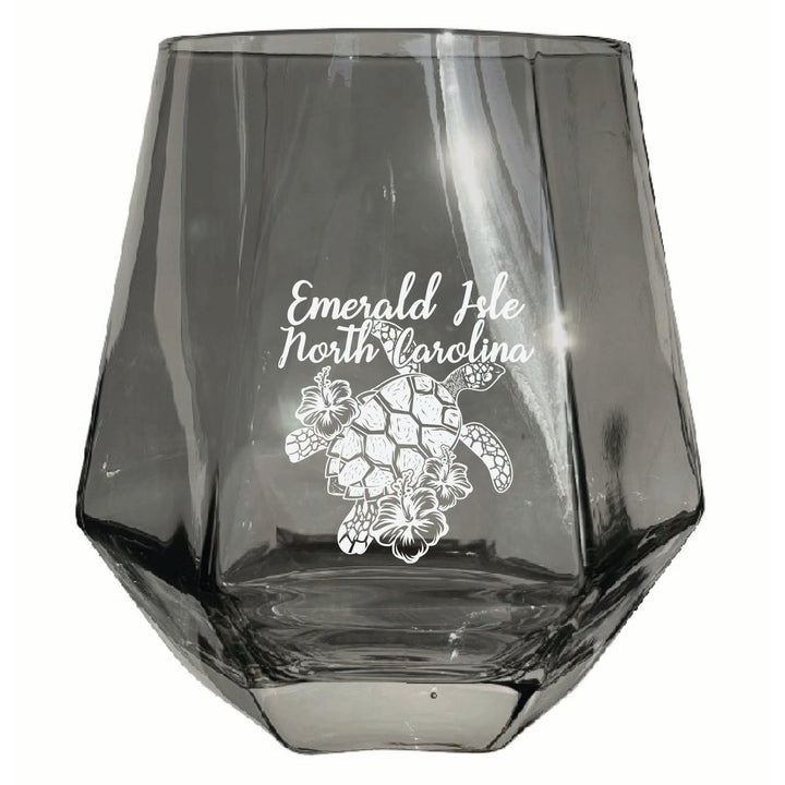 Emerald Isle North Carolina Souvenir Stemless Diamond Wine Glass Engraved 15 oz Image 1