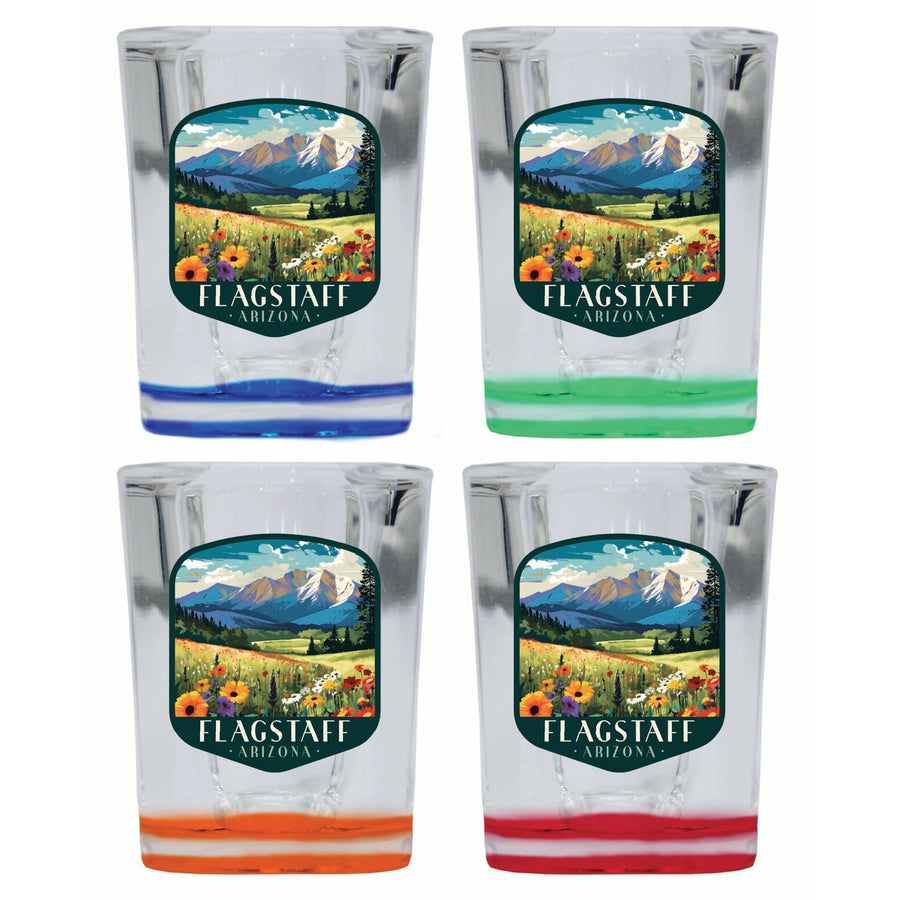 Flagstaff Arizona Design C Souvenir 2 Ounce Shot Glass Square 4-Pack Multicolor Image 1