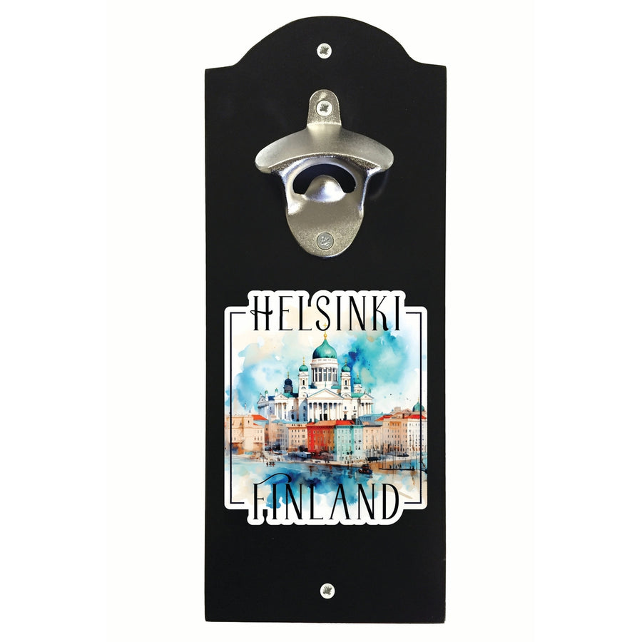 Helsinki Finland Watercolor Helsinki Cathedral Design Souvenir Wall mounted bottle opener Image 1