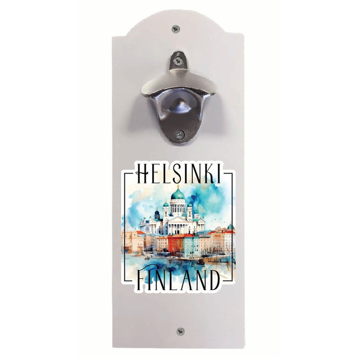 Helsinki Finland Watercolor Helsinki Cathedral Design Souvenir Wall mounted bottle opener Image 2