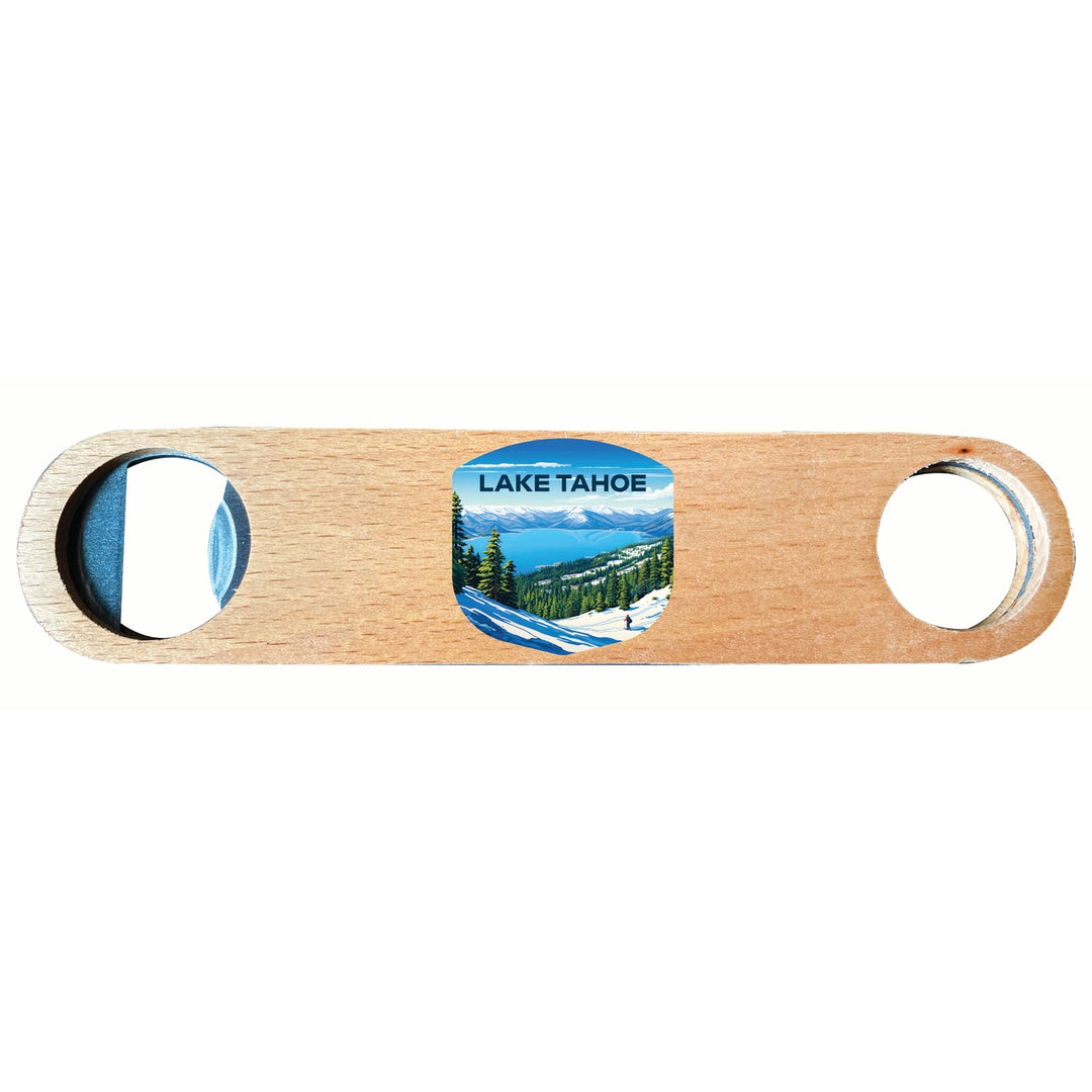 Lake Tahoe Ski Design D Souvenir Wooden Bottle Opener Image 1