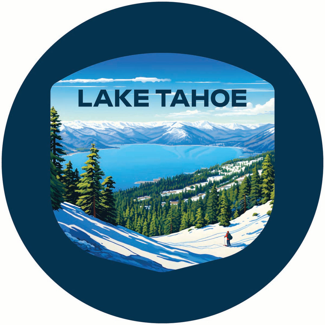 Lake Tahoe Ski Design D Souvenir Coaster Paper 4 Pack Image 1