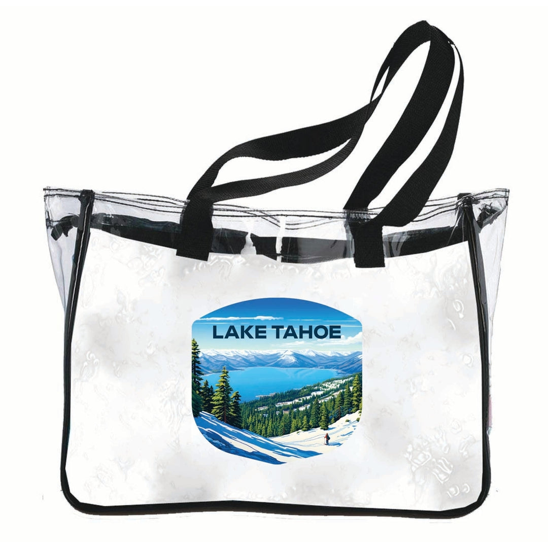 Lake Tahoe Ski Design D Souvenir Clear Tote Bag Image 1