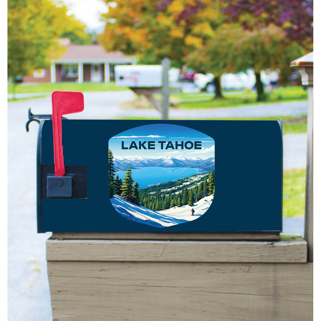 Lake Tahoe Ski Design D Souvenir Magnetic Mailbox Cover Image 1