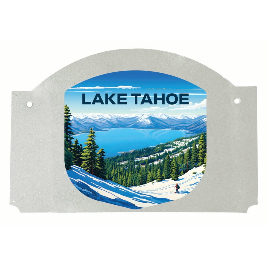 Lake Tahoe Ski Design D Souvenir Wood sign flat with string Image 1