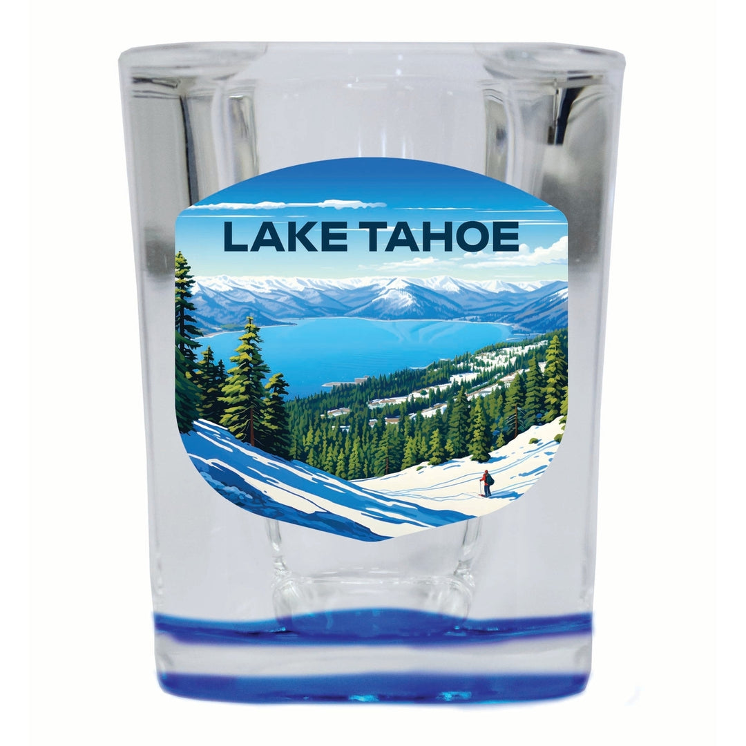 Lake Tahoe Ski Design D Souvenir 2 Ounce Shot Glass Square Image 1