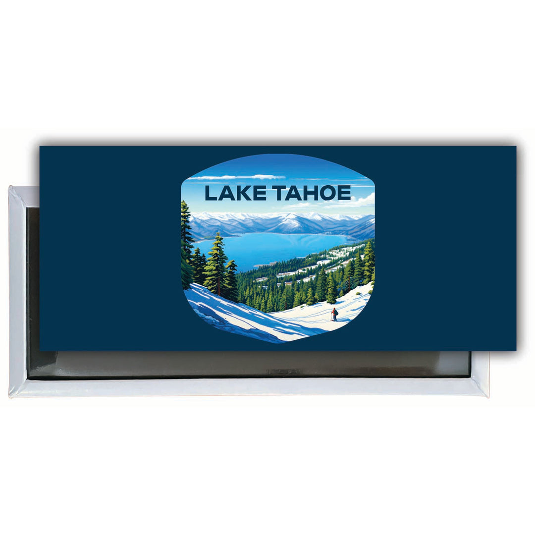 Lake Tahoe Ski Design D Souvenir Fridge Magnet 4.75 x 2 Inch Image 1