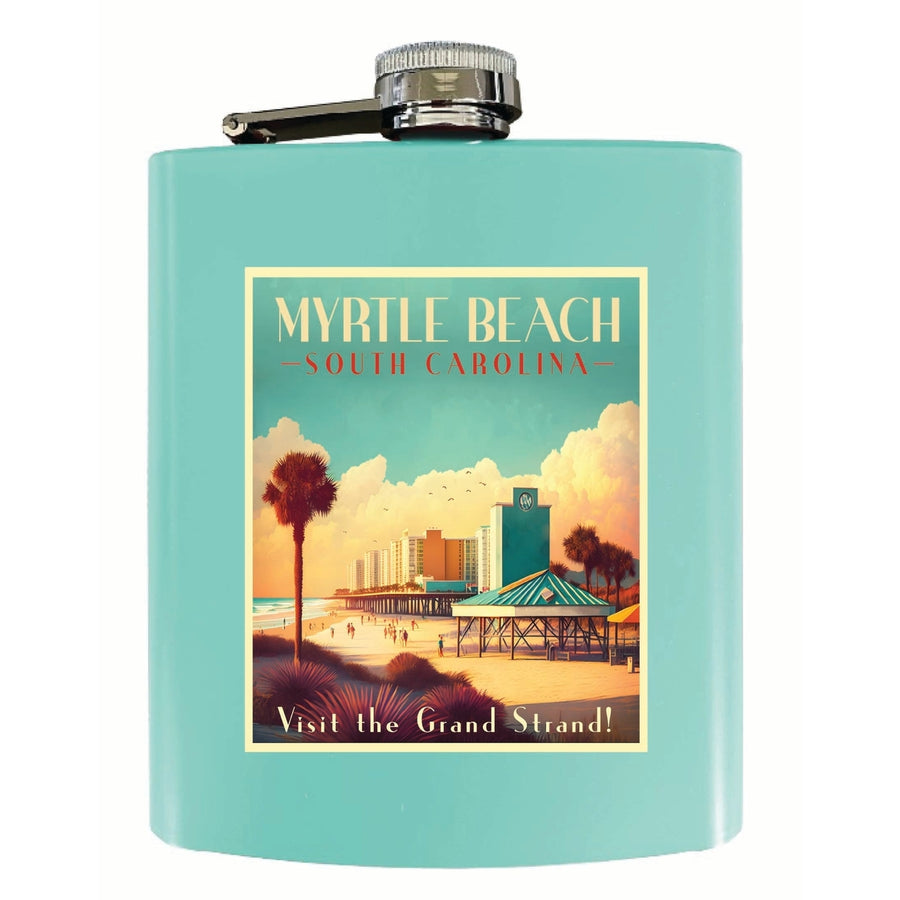 Myrtle Beach South Carolina Design A Souvenir 7 oz Steel Flask Matte Finish Image 1