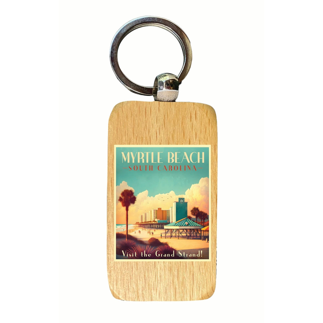 Myrtle Beach South Carolina Design A Souvenir 2.5x1-Inch Souvenir Wooden Keychain Image 1