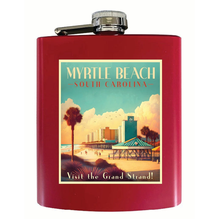 Myrtle Beach South Carolina Design A Souvenir 7 oz Steel Flask Matte Finish Image 2