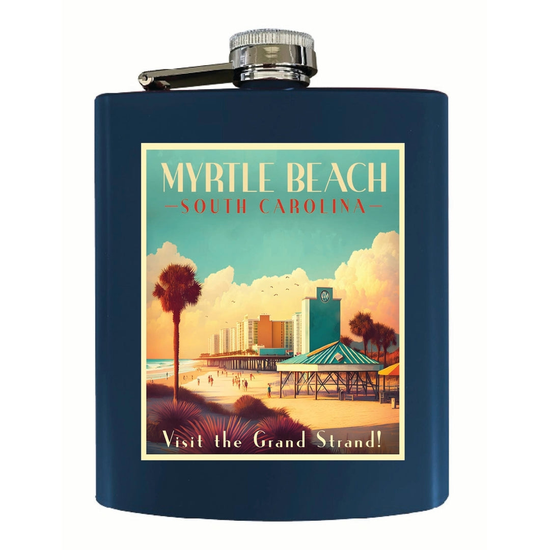 Myrtle Beach South Carolina Design A Souvenir 7 oz Steel Flask Matte Finish Image 3