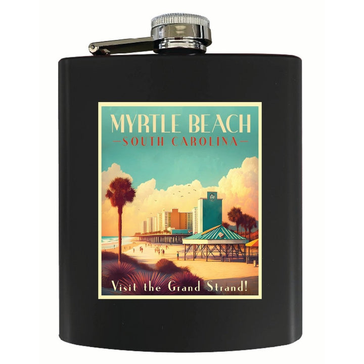 Myrtle Beach South Carolina Design A Souvenir 7 oz Steel Flask Matte Finish Image 4