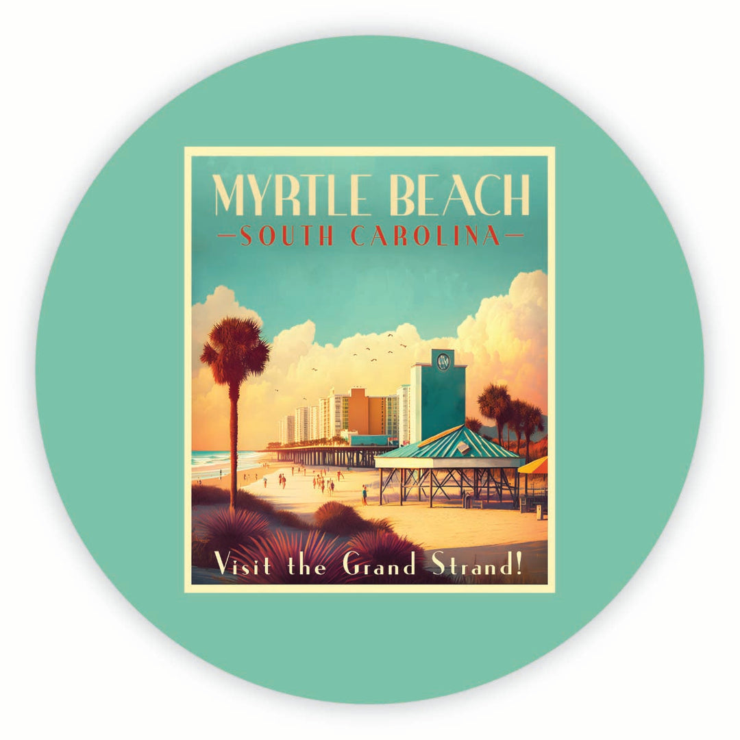 Myrtle Beach South Carolina Design A Souvenir Round Vinyl Decal Sticker Image 1