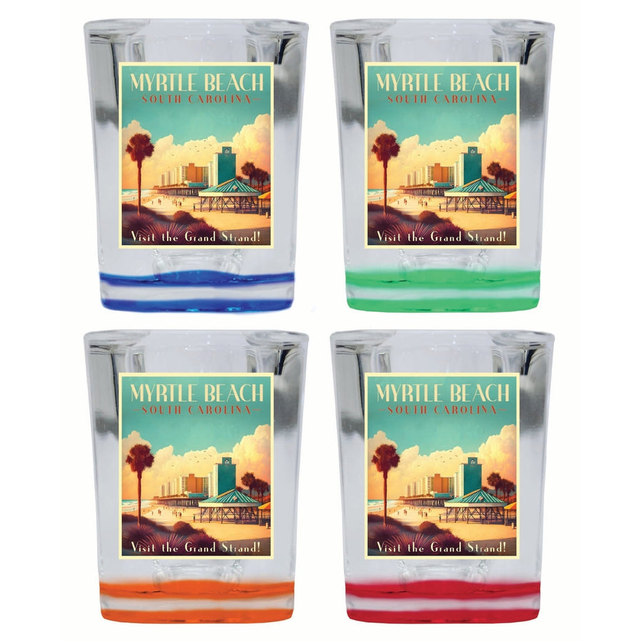 Myrtle Beach South Carolina Design A Souvenir 2 Ounce Shot Glass Square 4-Pack Multicolor Image 1