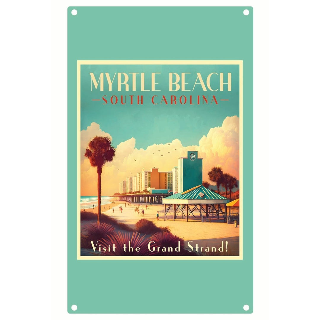 Myrtle Beach South Carolina Design A Souvenir Metal Sign 9 x 15 Image 1