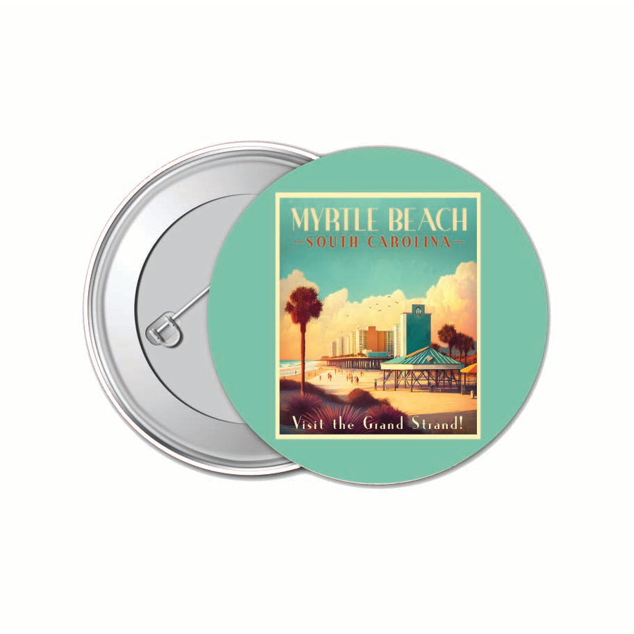 Myrtle Beach South Carolina Design A Souvenir Small 1-Inch Button Pin 4 Pack Image 1