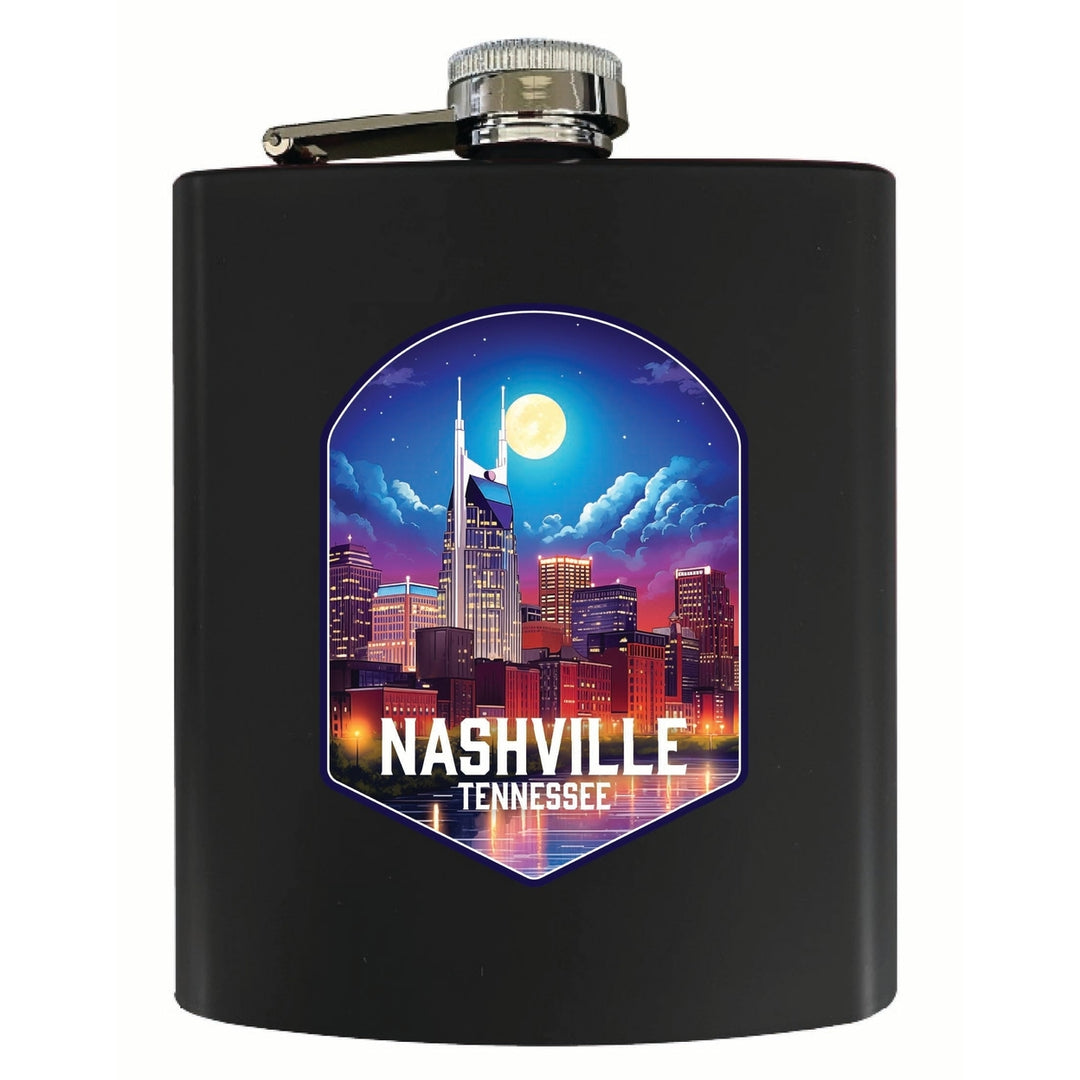 Nashville Tennessee Design D Souvenir 7 oz Steel Flask Matte Finish Image 1