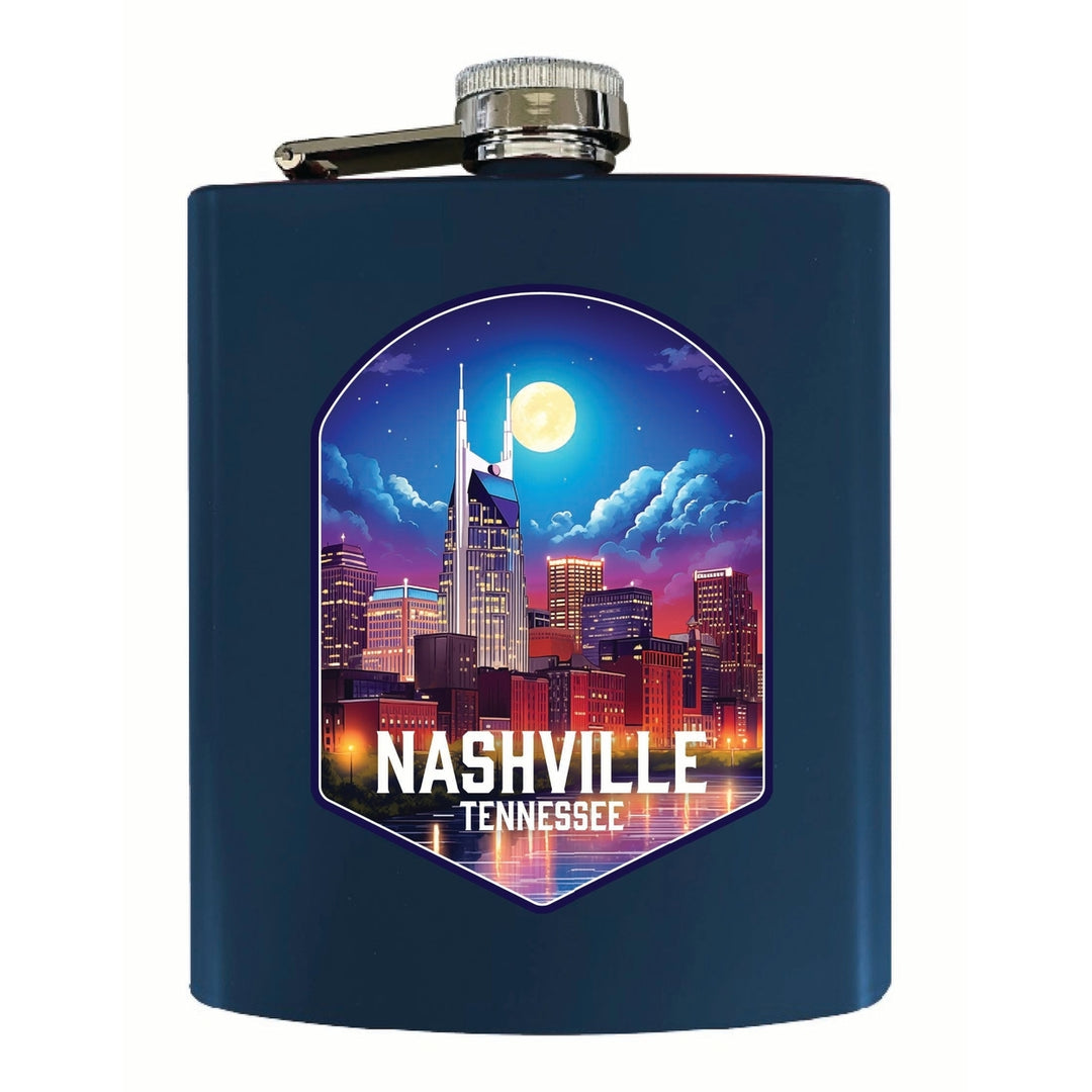 Nashville Tennessee Design D Souvenir 7 oz Steel Flask Matte Finish Image 2