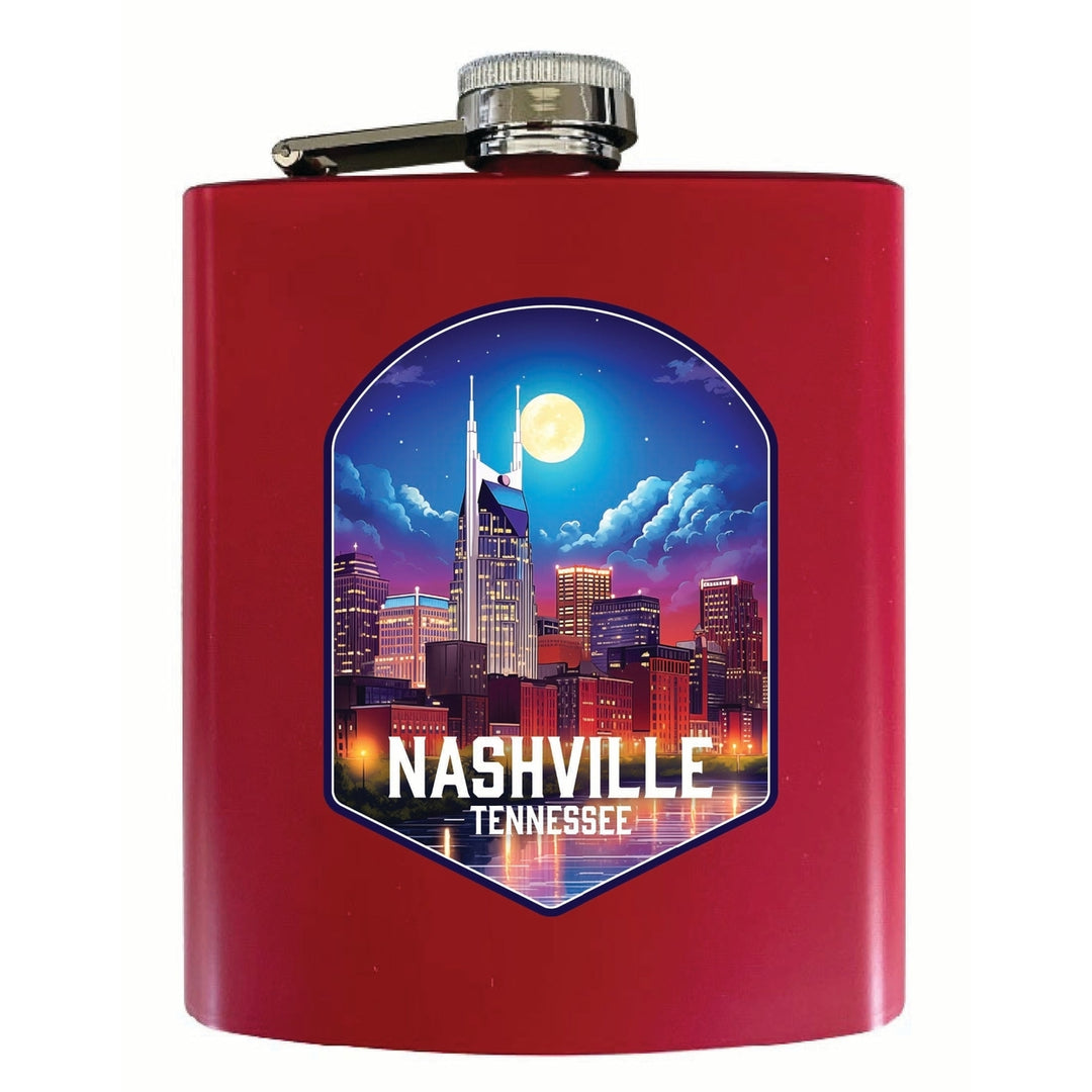 Nashville Tennessee Design D Souvenir 7 oz Steel Flask Matte Finish Image 3