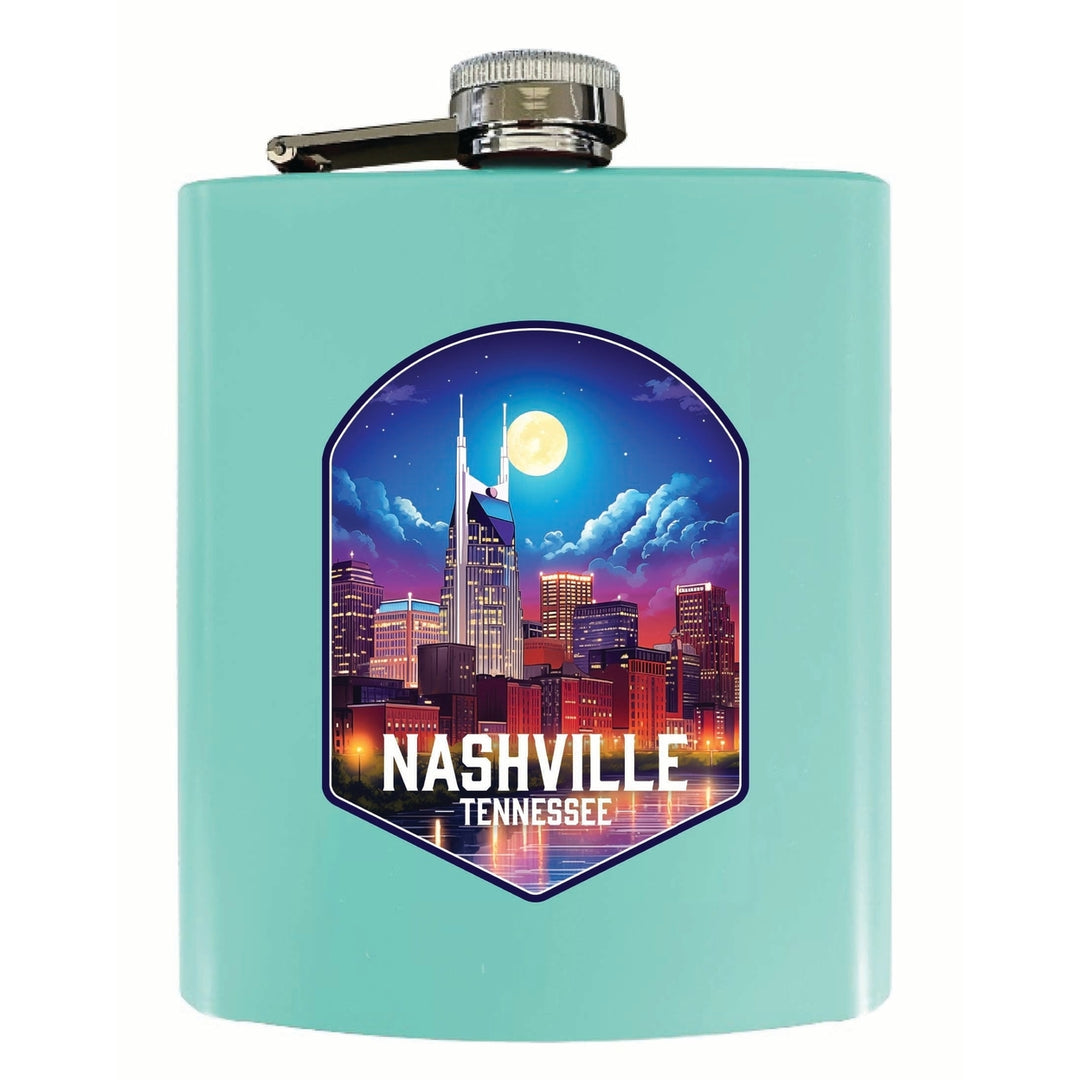 Nashville Tennessee Design D Souvenir 7 oz Steel Flask Matte Finish Image 4