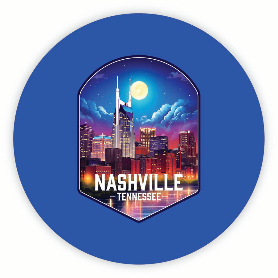 Nashville Tennessee Design D Souvenir Round Fridge Magnet Image 1