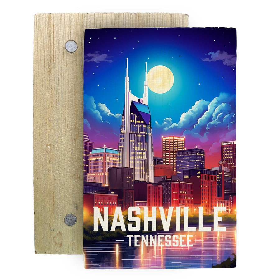 Nashville Tennessee Design D Souvenir Wooden 2" x 3" Fridge Magnet Image 1