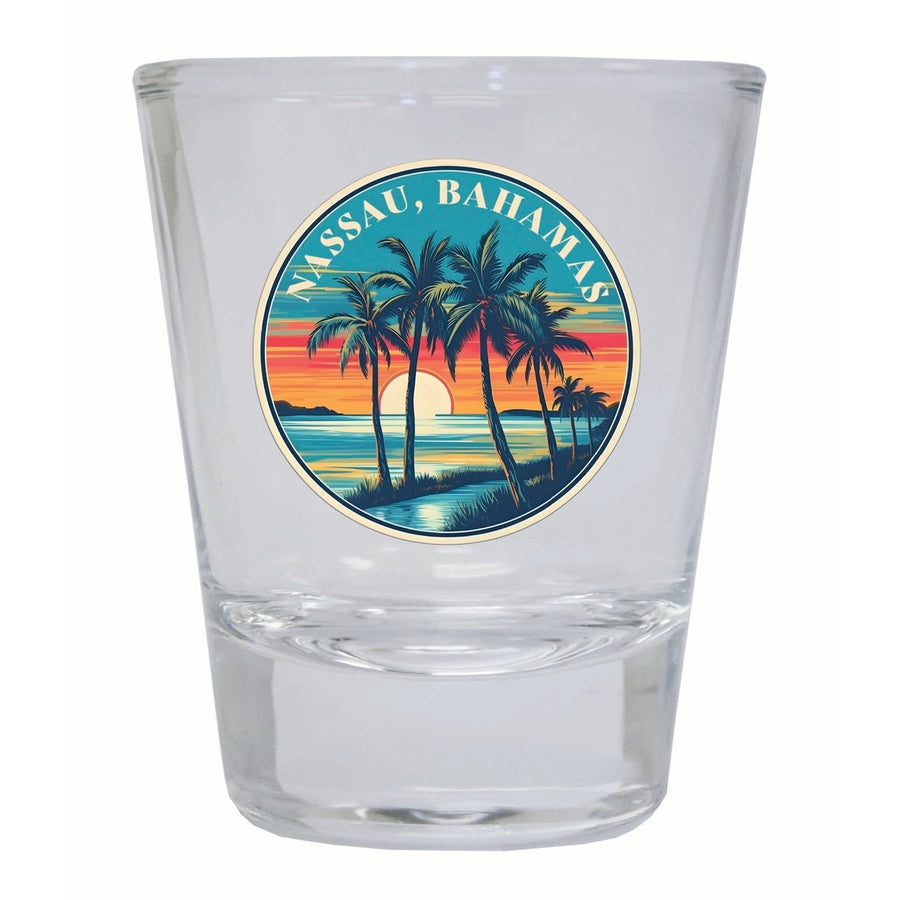 Nassau the Bahamas Design D Souvenir 2 Ounce Shot Glass Round Image 1