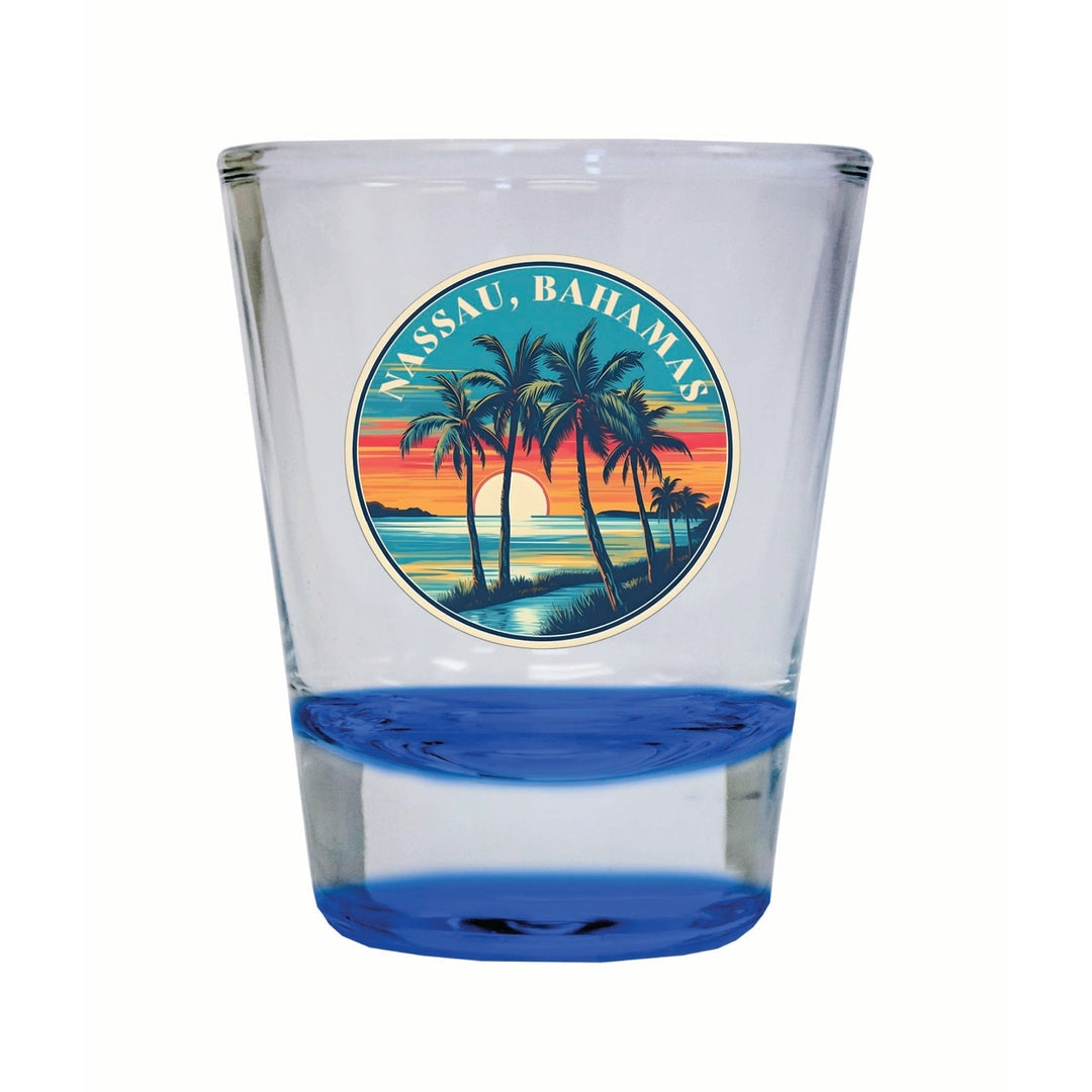 Nassau the Bahamas Design D Souvenir 2 Ounce Shot Glass Round Image 2