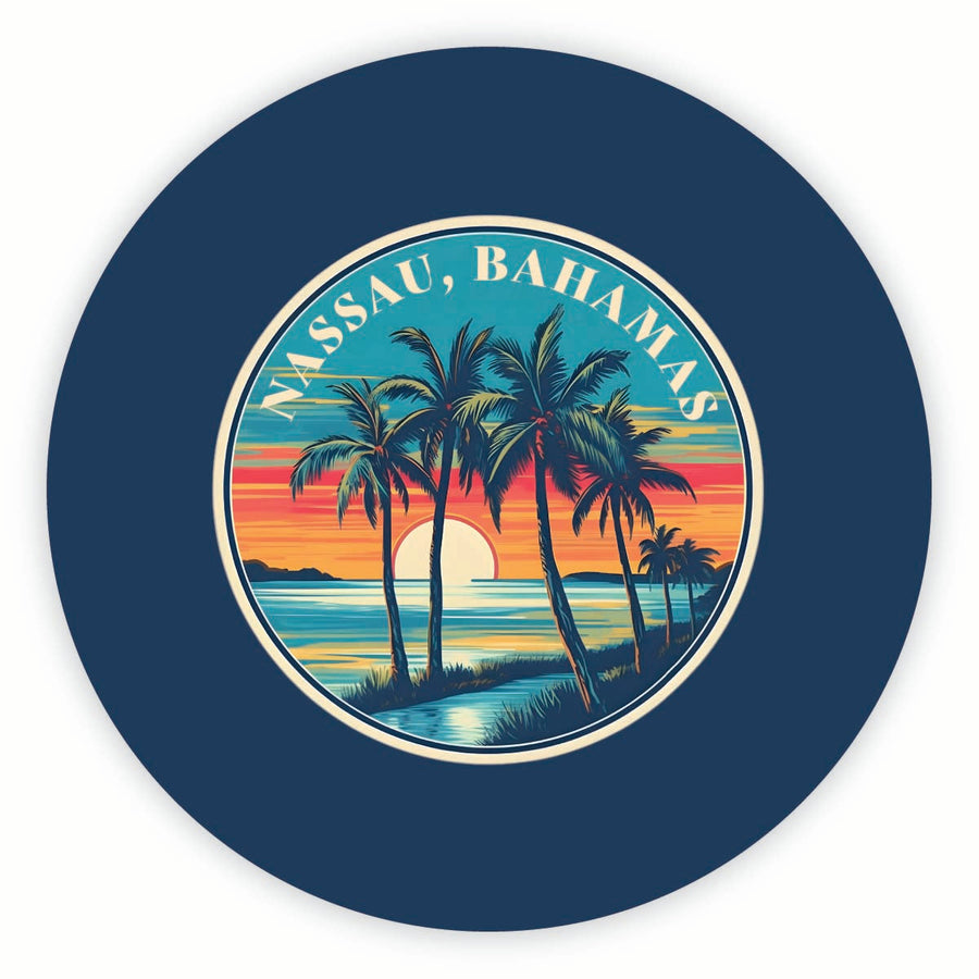 Nassau the Bahamas Design D Souvenir Round Vinyl Decal Sticker Image 1